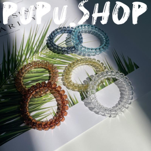 Pupu.shop🌸現貨｜透明系電話線髮圈 髮圈 不留痕跡髮圈💓透明感電話線髮圈‼️一組2入