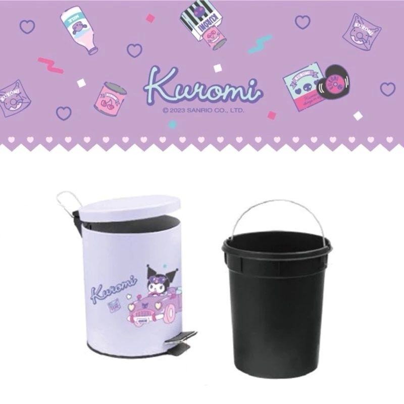 酷洛米 庫洛米 KUROMI 三麗鷗SANRIO正版授權，踏式垃圾桶 馬口鐵 腳踏式垃圾桶  紙屑桶 居家收納』-細節圖5