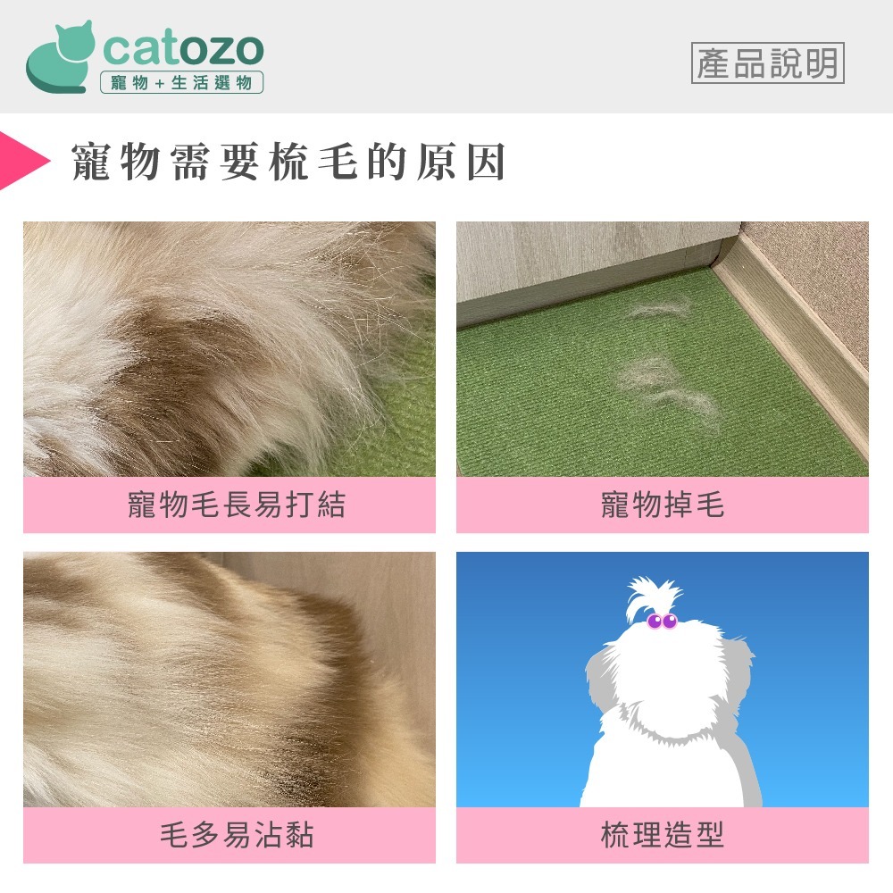 【Catozo】寵物不鏽鋼美容排梳-細節圖4