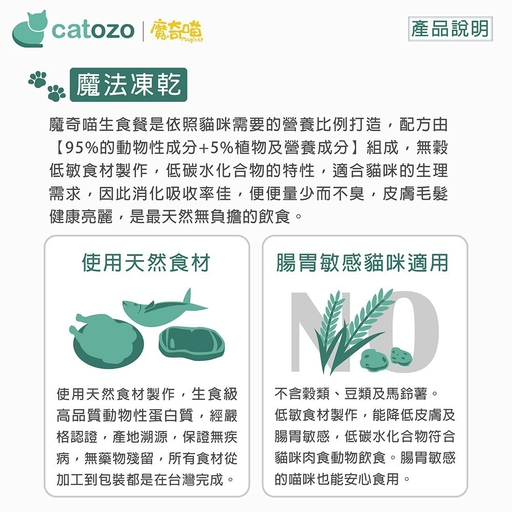 【Catozo】魔奇喵 魔法凍乾- 冷凍乾燥主食餐 跑跑雞 1KG-細節圖6