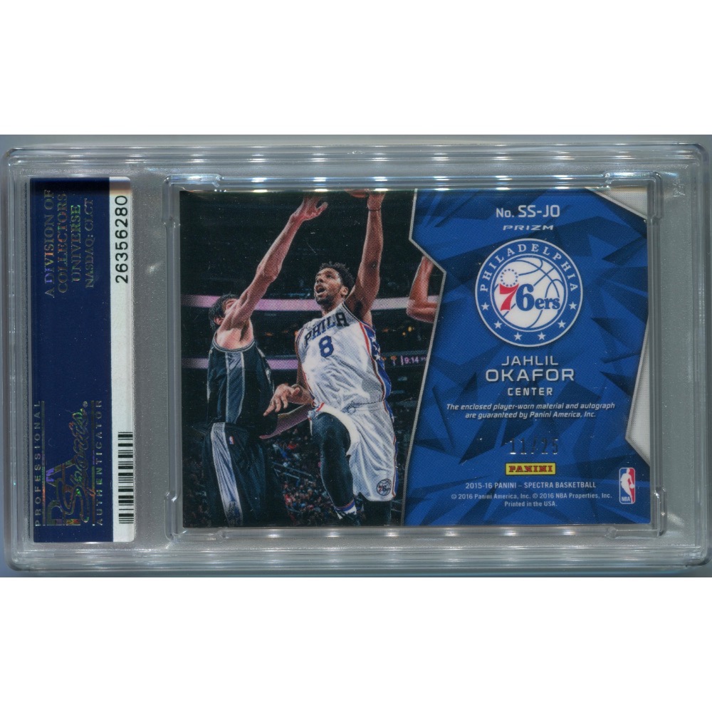 Jahlil Okafor Panini Spectra 新人 球衣 簽名卡 RC 鑑定卡 PSA10 RPA AUTO-細節圖2