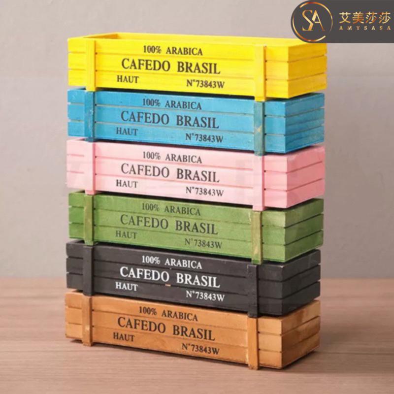 【艾美莎莎】現貨 多功能收納盒 做舊復古木盒 長方形木盒 復古木質收納盒 桌上小物收納 吧台收納盒 多肉花盆 盆栽微景觀-細節圖5