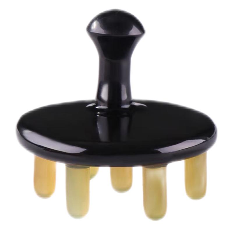 艾美莎莎💞台灣現貨 高檔 牛角刮痧板 全牛角盤 按摩器 洗頭梳 頭療梳 頭部按摩刮痧 GuashaMassageTool-細節圖2