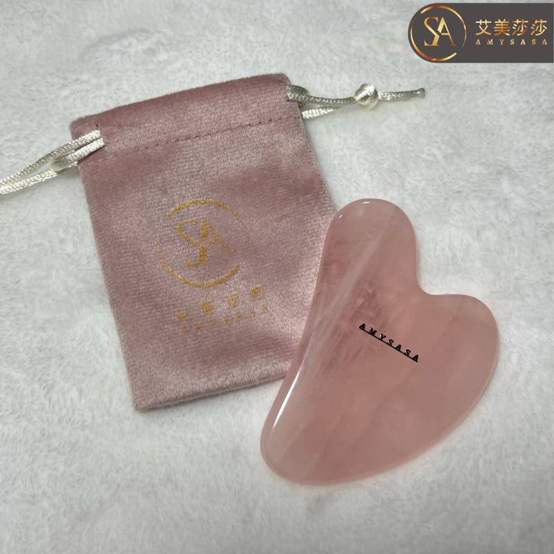 艾美莎莎（滿額送A醇精華液）天然粉晶刮痧板按摩器 水晶玉石 波浪 眼臉 面部 按摩刮痧GuashaMassageTool-細節圖4