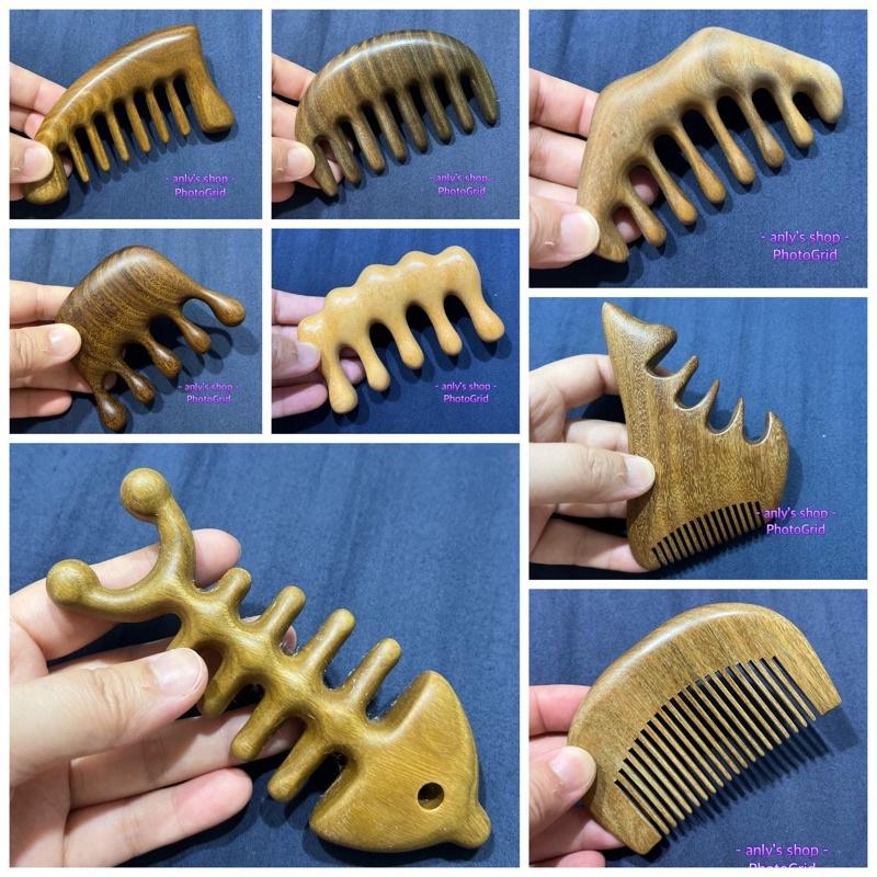 【艾美莎莎】現貨 日本同款 頭梳 氣墊梳 原木氣墊緩解橘皮按摩刷 綠檀五齒梳 原木梳 綠檀梳 經絡梳 頭部按摩 指壓按摩-細節圖6