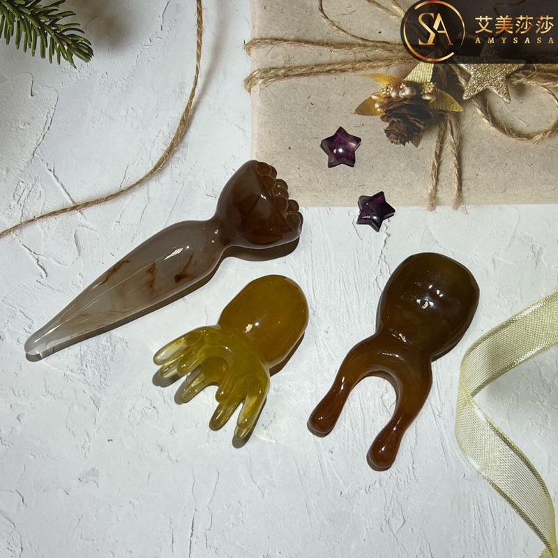 艾美莎莎（滿額送A醇精華液）樹脂 牛角蓮蓬撥筋棒 牛角小雪人蓮蓬 臉刷面部按摩刷 面部撥筋棒眼部撥筋棒 蓮蓬面部按摩刷-細節圖2