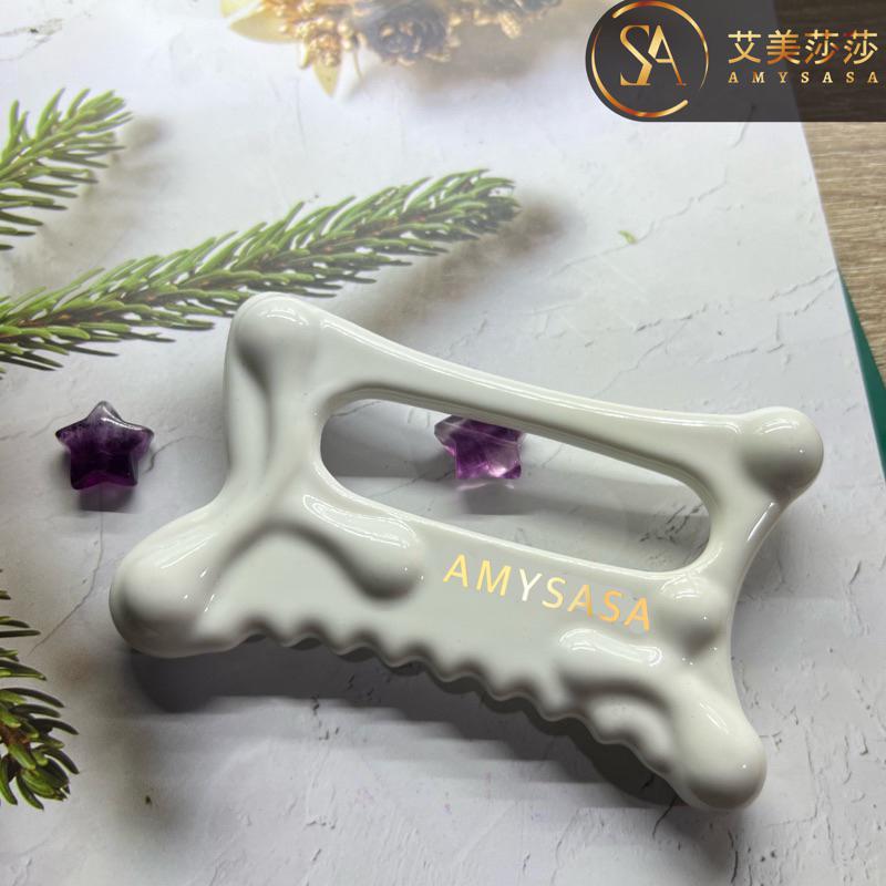 艾美莎莎💞現貨 送A醇精華液 韓國同款 精品陶瓷刮痧板 瘦臉神器 scraping刮痧板Ceramic Gua Sha-細節圖3