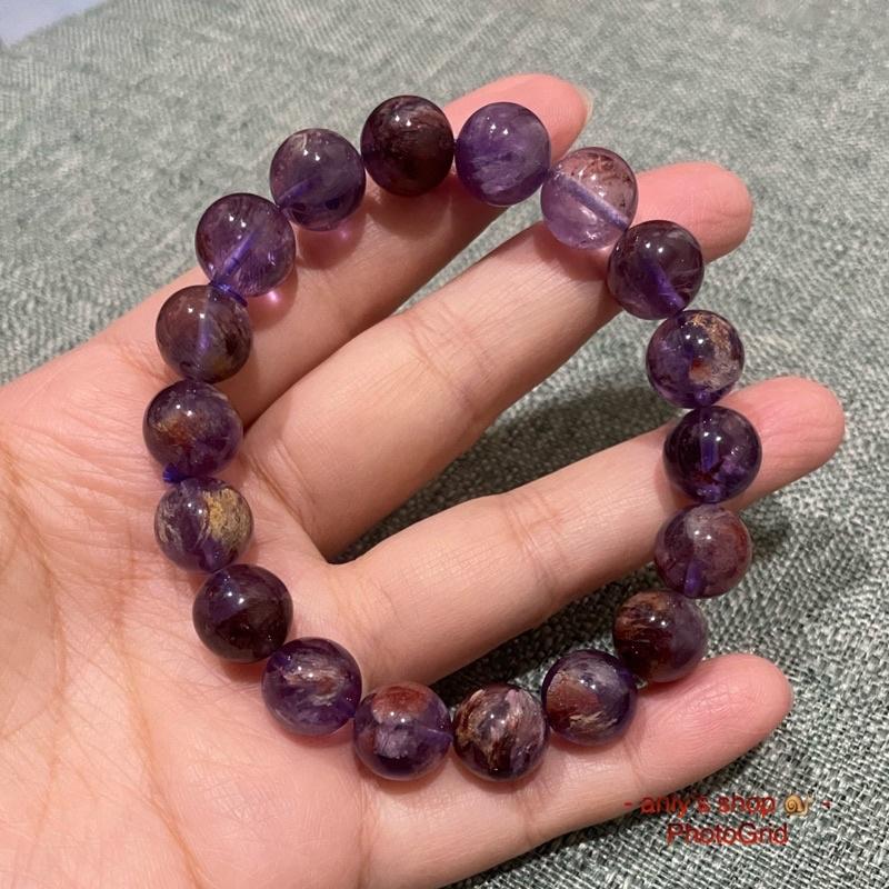 現貨 11mm 此商品 紫幽靈❤️紫幽 手珠 手串 手鍊 三圈 天然水晶 異象水晶 紫幽靈 幽靈手串 紫幽靈 紫幽靈手鍊-細節圖2