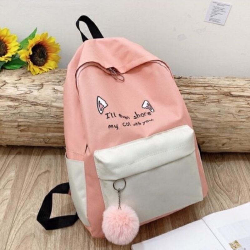 現貨 出清 4件套 書包❤️韓版學生潮女大容量帆布小學生書包小清新可愛雙肩包-細節圖2