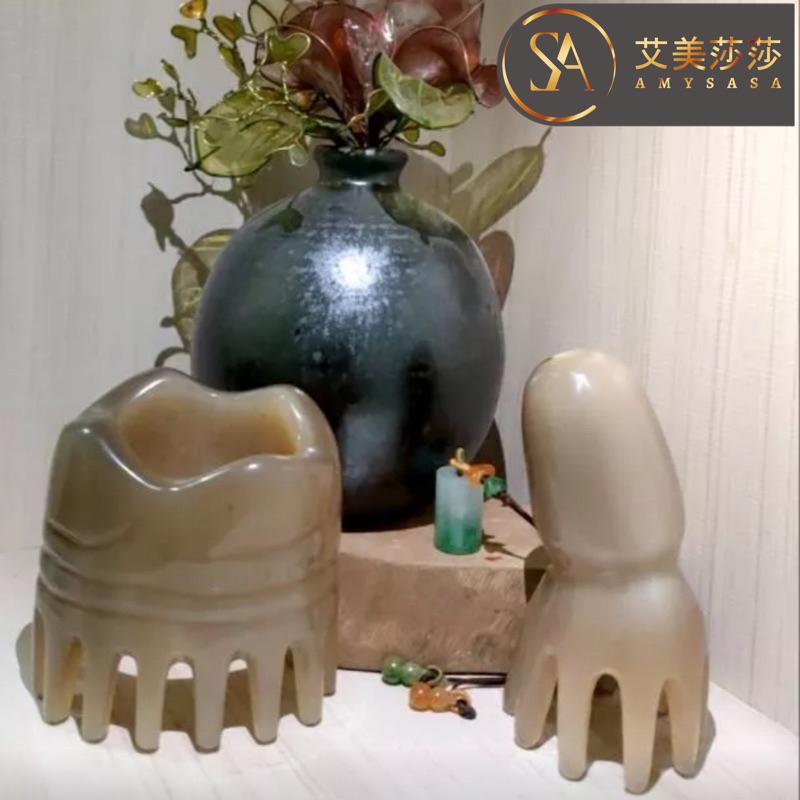 艾美莎莎（滿額送A醇精華液）精品特大號 牛角八爪魚 撥筋棒 牛角小雪人刮痧板 章魚頭療梳 臉刷面部按摩刷 撥筋棒 洗頭梳-細節圖5
