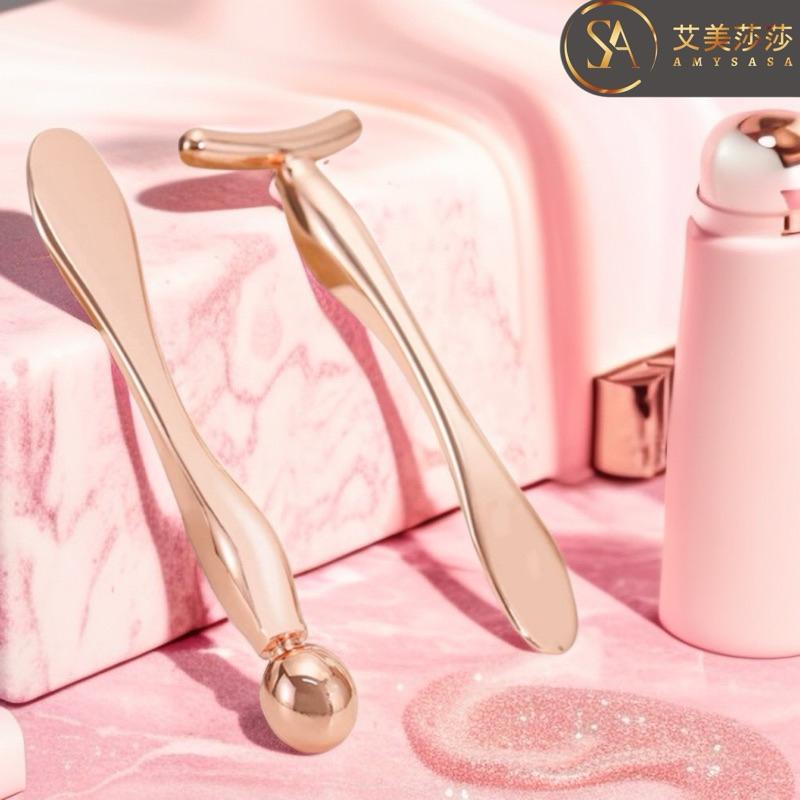 艾美莎莎💞小紅書爆款T型臉部推推棒 按摩 臉部拉提 頸部淋巴按摩 肩頸按摩 妝前按摩 臉部消腫 小v臉神器 小法拉 金屬-細節圖5