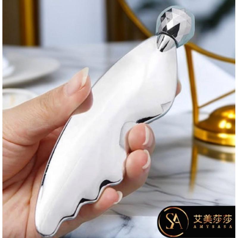 艾美莎莎💞現貨 韓國 撥筋按摩棒 空姐 面部提拉按摩 刮痧按摩 精華液導入儀 眼部臉部按摩器 空姐 按摩棒 金屬 刮痧板-細節圖3