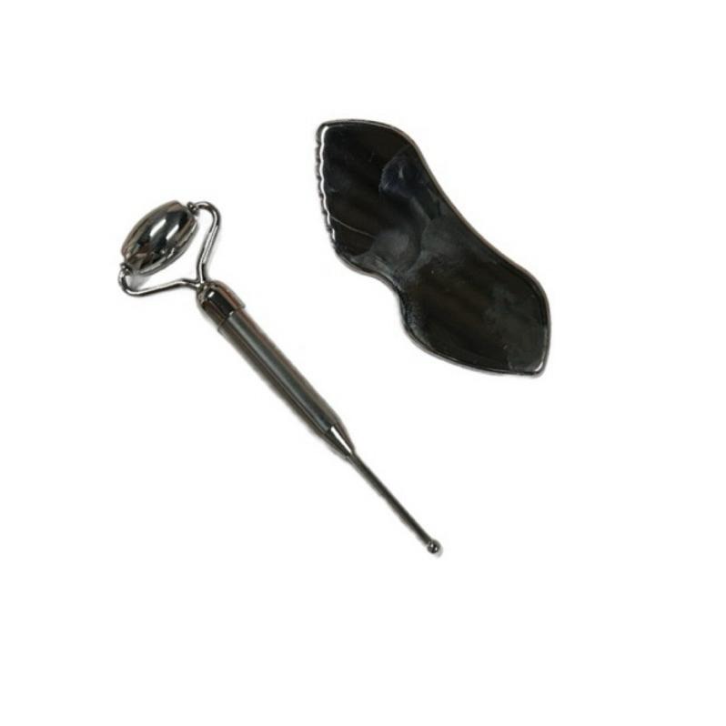 艾美莎莎💞現貨 特價 靜音款 304 不銹鋼臉部雙滾輪按摩刮痧板 不銹鋼筋膜刀 按摩器 刮痧小物 臉部拉提滾輪按摩 金屬-細節圖2