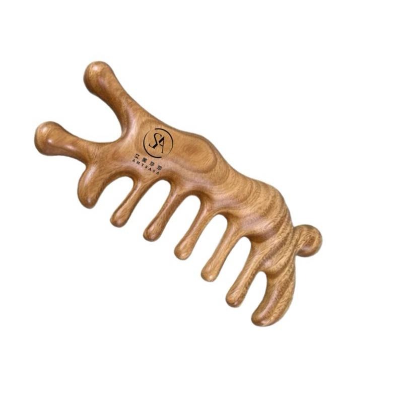 艾美莎莎💞現貨 加厚加大 綠檀十齒按摩 鼻子按摩 鼻翼按摩按摩器 迎香穴 鼻樑按摩 刮鼻子 按摩梳 刮痧器 頭部頭療刮痧-細節圖2