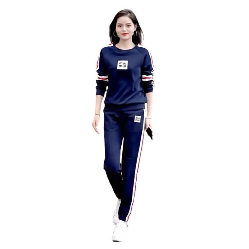 現貨 2XL 秋冬 新款 韓版運動休閒套裝女服飾 兩件套  休閒服(上衣加褲子) 休閒運動服女 休閒服套裝 長袖運動套裝-細節圖2