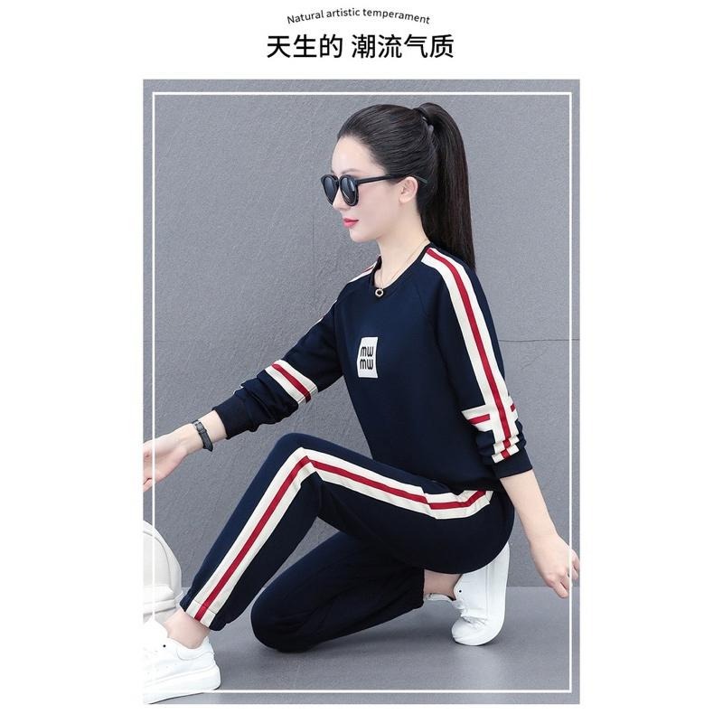 現貨 2XL 秋冬 新款 韓版運動休閒套裝女服飾 兩件套  休閒服(上衣加褲子) 休閒運動服女 休閒服套裝 長袖運動套裝-細節圖3