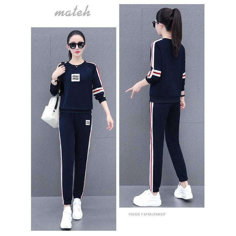 現貨 2XL 秋冬 新款 韓版運動休閒套裝女服飾 兩件套  休閒服(上衣加褲子) 休閒運動服女 休閒服套裝 長袖運動套裝-細節圖5