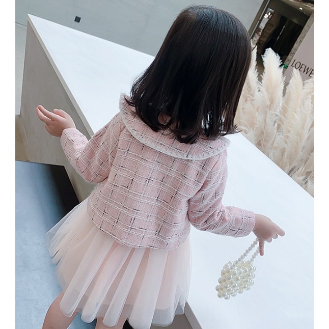 【台灣賣家24H出貨】女童秋裝新款小香風紗裙套裝兒童洋氣時尚 小女孩長袖套裝蓬蓬裙 過年女童兩件式套裝背心連身裙小外套-細節圖4