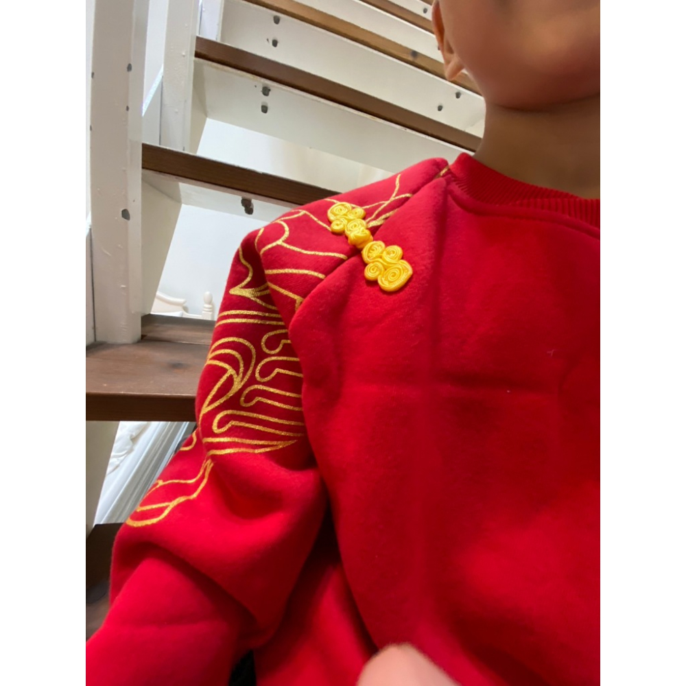 【台灣賣家24H出貨】男女童新年套裝 中國風兒童冬季红色拜年服 兒童長袖上衣 過年紅色長袖上衣 過年連身裙 加厚-細節圖9