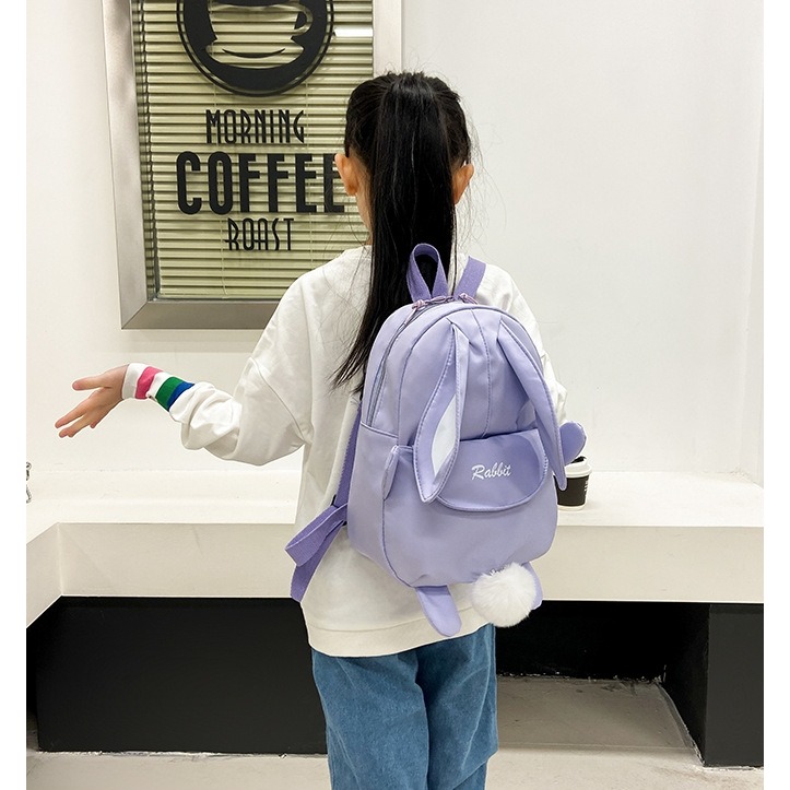 【台灣賣家24H出貨】卡通可愛兒童雙肩包 幼兒園小孩輕便小背包 3-6歲兒童帆布出行包 兔子背包 兔耳朵雙肩包 後背包-細節圖3