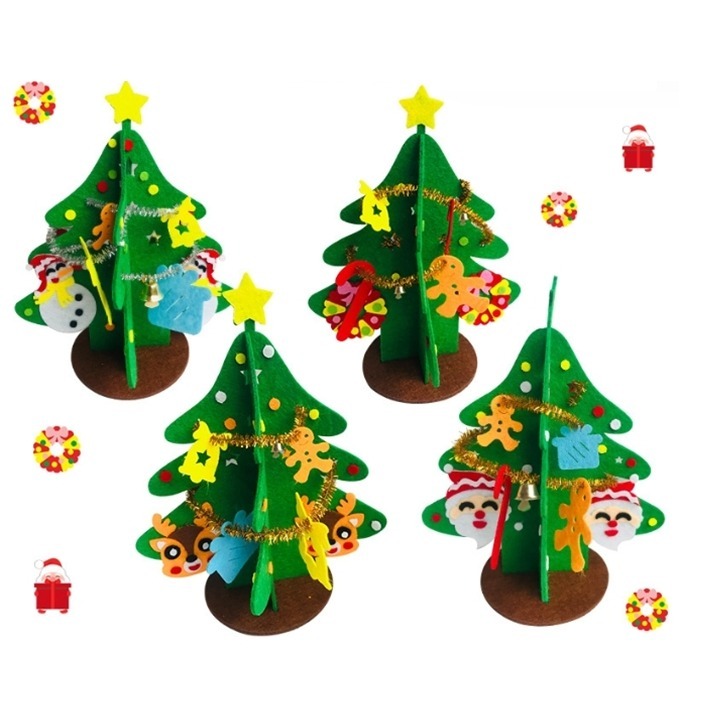 【台灣賣家24H出貨】耶誕節 聖誕節 手工 DIY 拼貼 不織布 鈴鐺 耶誕樹 聖誕樹 創意 美勞 材料包 派對 佈置-細節圖3