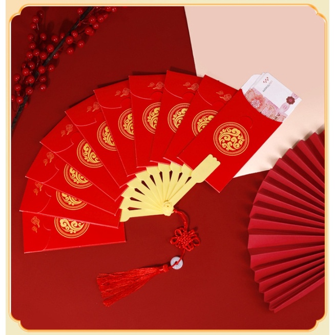 【台灣賣家24H出貨】創意扇子红包袋 兔年吉利扇形招财红包 醒獅紅包 福兔紅包 扇形紅包袋 紅包袋 新年紅包袋紅包封-細節圖2