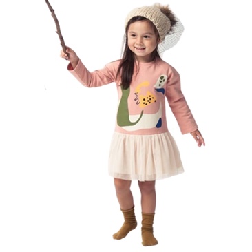 【台灣賣家24H出貨】女童連身裙 秋季洋裝 長袖洋裝 公主裙 公主風洋裝 圓領長袖洋裝 紗裙洋裝 休閒連身裙 小童連身裙-細節圖2