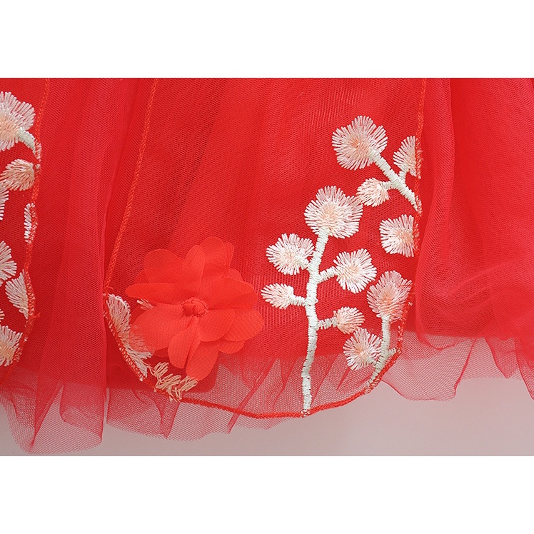 🍓小雨媽的童言童語🍓現貨~2021冬季女童連衣裙加绒盤扣中國風大紅色喜慶保暖洋裝漢服古風洋裝拜年喜氣連衣裙-細節圖5