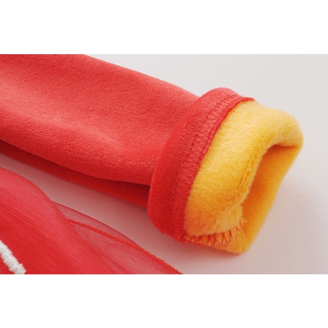 🍓小雨媽的童言童語🍓現貨~2021冬季女童連衣裙加绒盤扣中國風大紅色喜慶保暖洋裝漢服古風洋裝拜年喜氣連衣裙-細節圖8