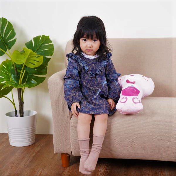 【台灣賣家24H出貨】現貨女童長袖洋裝 長袖連身裙 牛仔印花長袖洋裝 牛仔印染長袖連身裙 中小童長袖洋裝-細節圖2