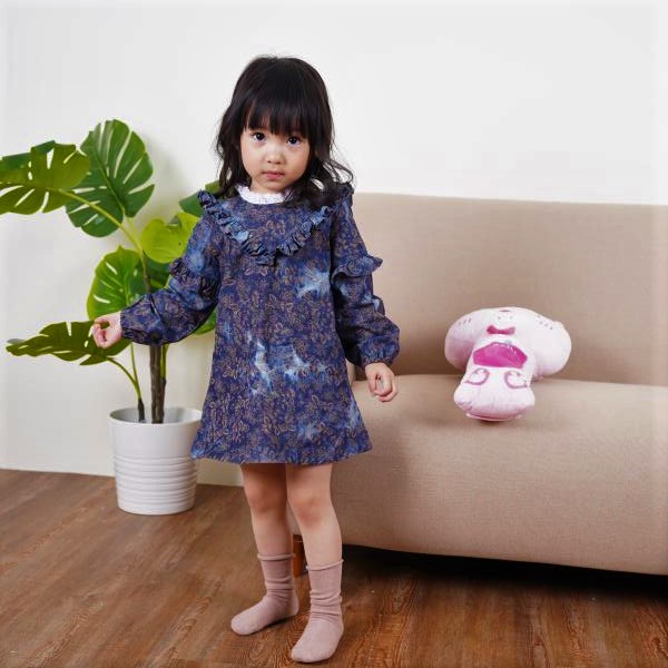 【台灣賣家24H出貨】現貨女童長袖洋裝 長袖連身裙 牛仔印花長袖洋裝 牛仔印染長袖連身裙 中小童長袖洋裝-細節圖4