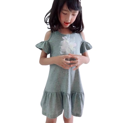 【台灣賣家24H出貨】夏季新款冰淇淋洋裝露肩洋裝女童洋裝連身裙棉質洋裝棉質連身裙中小童洋裝兒童洋裝兒童連身裙休閒連身裙-細節圖4