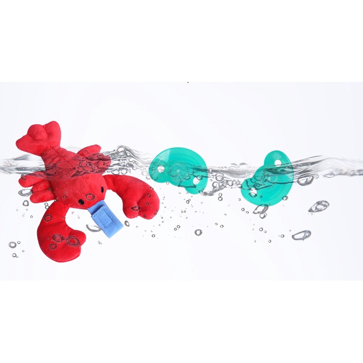 台灣現貨~嬰幼兒安撫玩偶奶嘴鏈龍蝦造型奶嘴嬰幼兒龍蝦奶嘴夾奶嘴娃娃魔鬼氈設計奶嘴玩偶龍蝦款式小巧可愛預防找不到-細節圖2