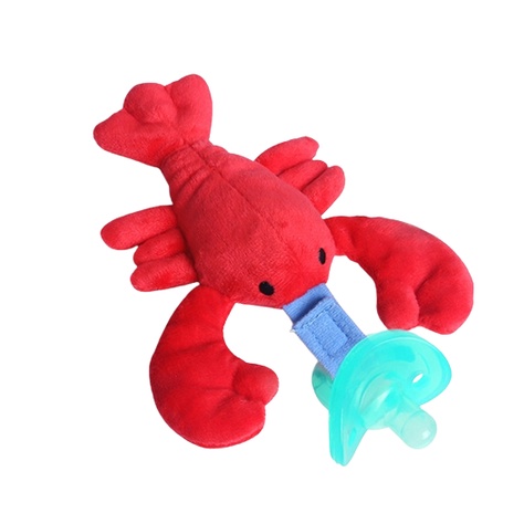 台灣現貨~嬰幼兒安撫玩偶奶嘴鏈龍蝦造型奶嘴嬰幼兒龍蝦奶嘴夾奶嘴娃娃魔鬼氈設計奶嘴玩偶龍蝦款式小巧可愛預防找不到-細節圖4