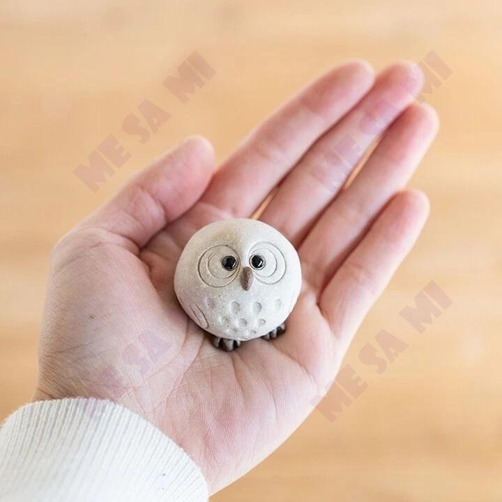 【日本製】 (信樂燒) 雪白 可愛貓頭鷹 擺飾/禮物-細節圖2