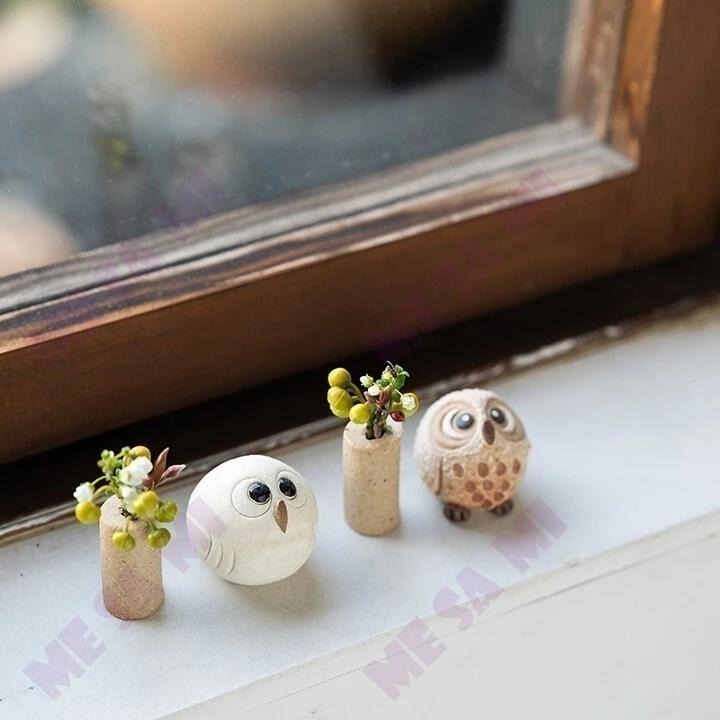 【日本製】 (信樂燒) 雪白 可愛貓頭鷹 擺飾/禮物-細節圖6