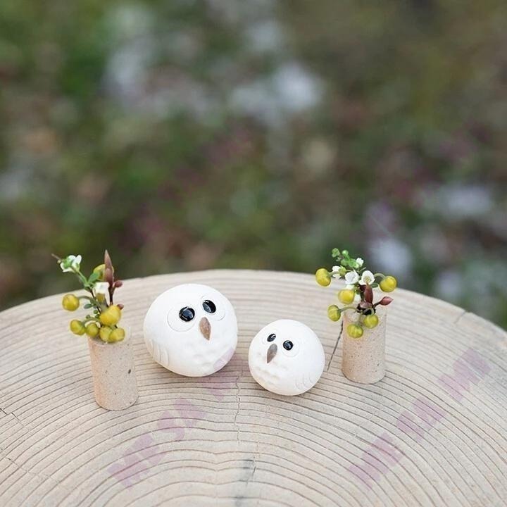 【日本製】 (信樂燒) 雪白 可愛貓頭鷹 擺飾/禮物-細節圖7