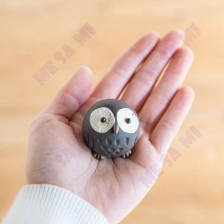 【日本製】 (信樂燒) 呆呆萌 可愛貓頭鷹擺飾/禮物-細節圖4