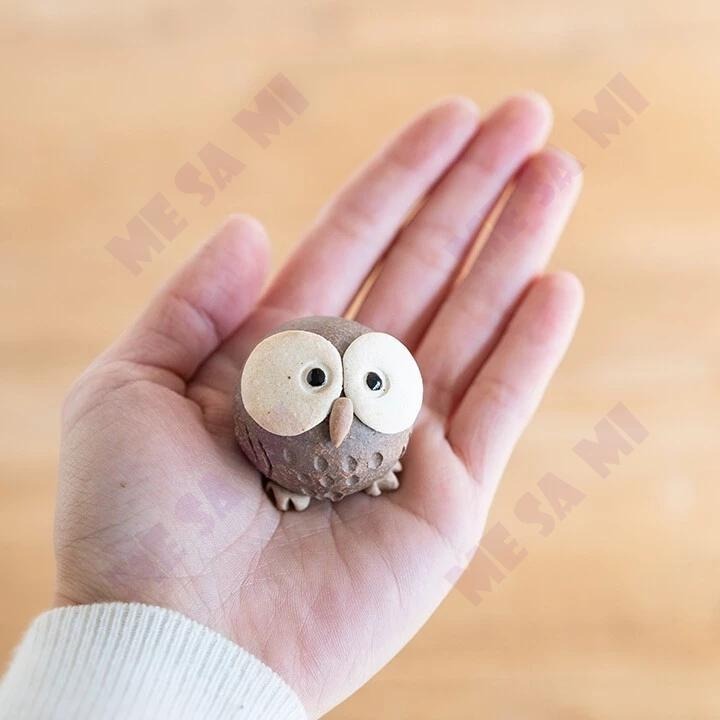 【日本製】 (信樂燒) 圓呼呼 可愛貓頭鷹 擺飾/禮物-細節圖2