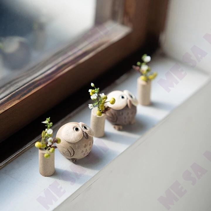 【日本製】 (信樂燒) 圓呼呼 可愛貓頭鷹 擺飾/禮物-細節圖4