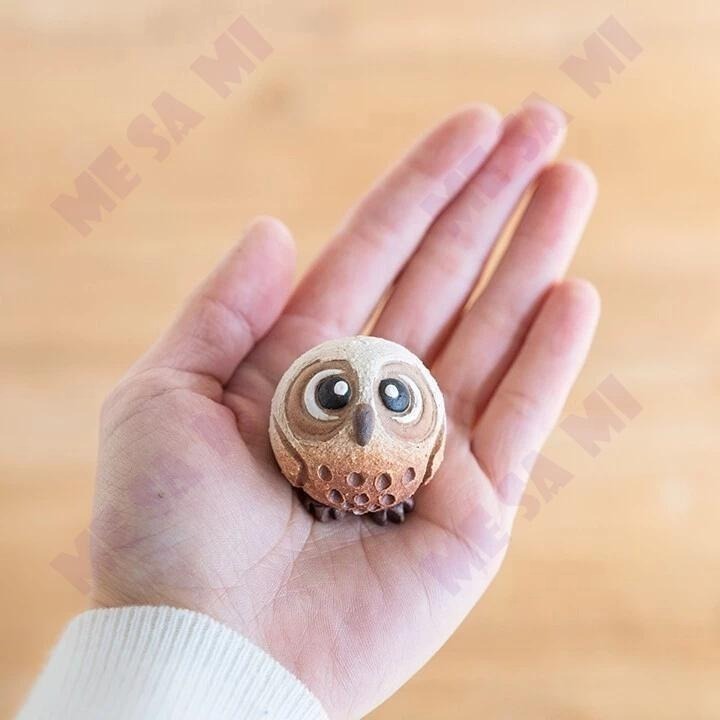 【日本製】 (信樂燒) 圓圓大眼 可愛貓頭鷹 擺飾/禮物-細節圖2