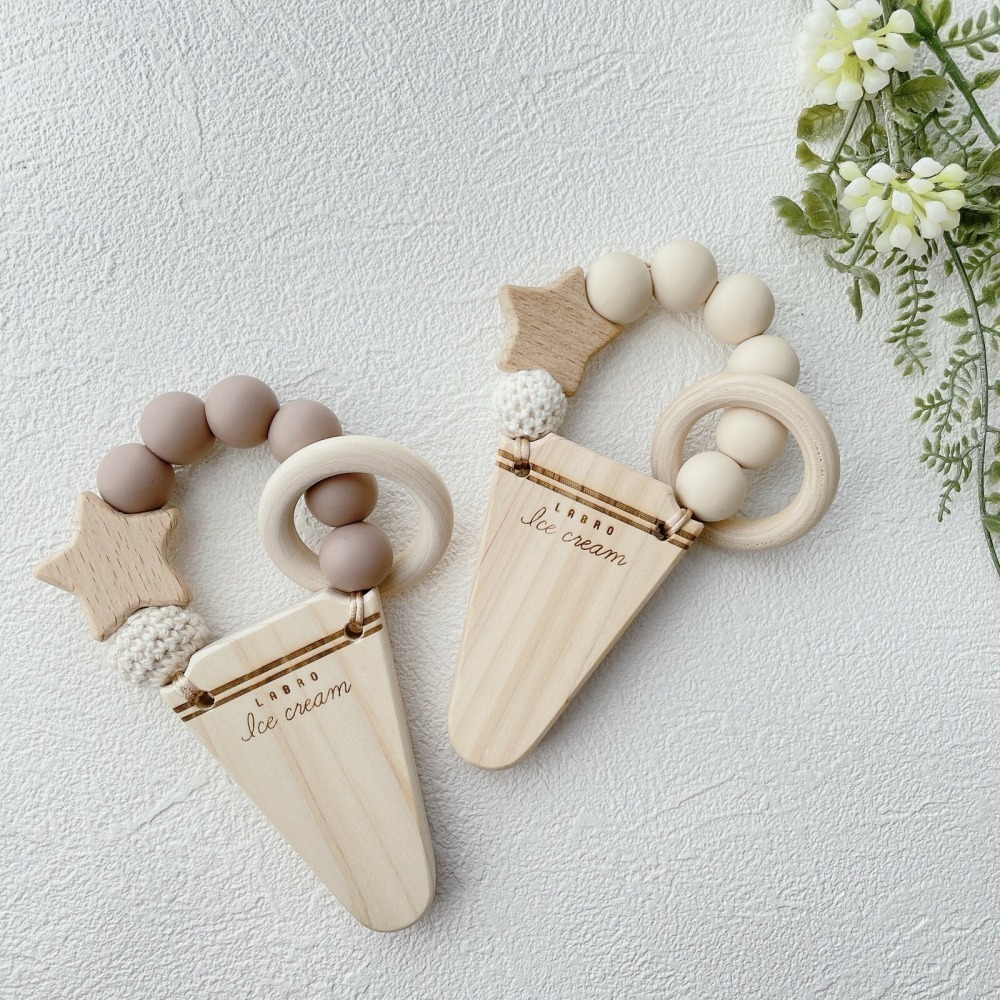 ▲預購▲【日本製】日本Labro 天然原木手工製作 嬰幼兒玩具 固齒器 - 冰淇淋(原裝出貨)-細節圖2