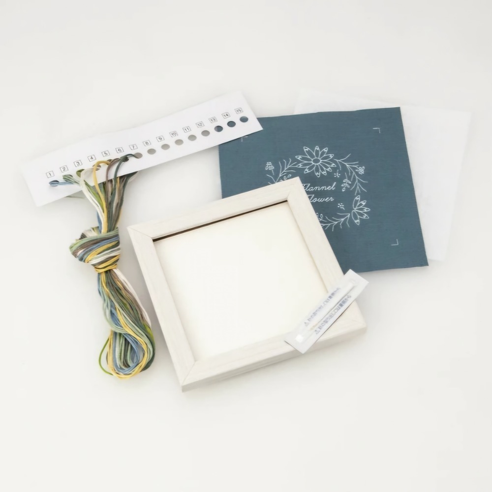 日式質感刺子繡材料包♡簡單手作療癒靜心-青木和子花草迷你刺繡含畫框 日本製造-細節圖6