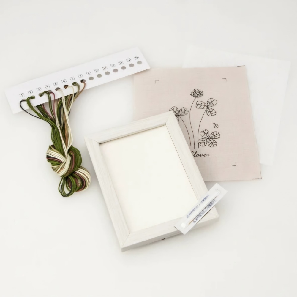 日式質感刺子繡材料包♡簡單手作療癒靜心-青木和子花草迷你刺繡含畫框 日本製造-細節圖2