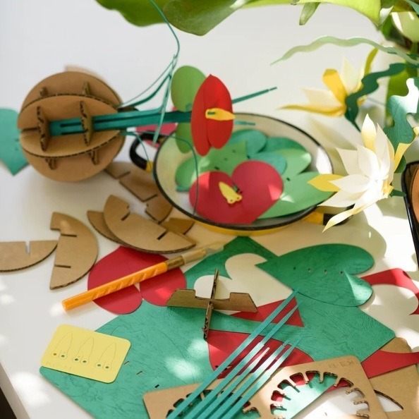 質感紙藝材料包♡簡單手作療癒靜心-植物系列 日本製造-細節圖3