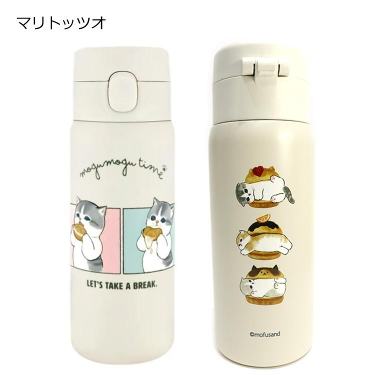 24hr出貨💗日本大廠 正版 mofusand 彈蓋式 不鏽鋼 保溫瓶 保溫杯 350ml 保溫 保冷瓶 貓咪-規格圖5