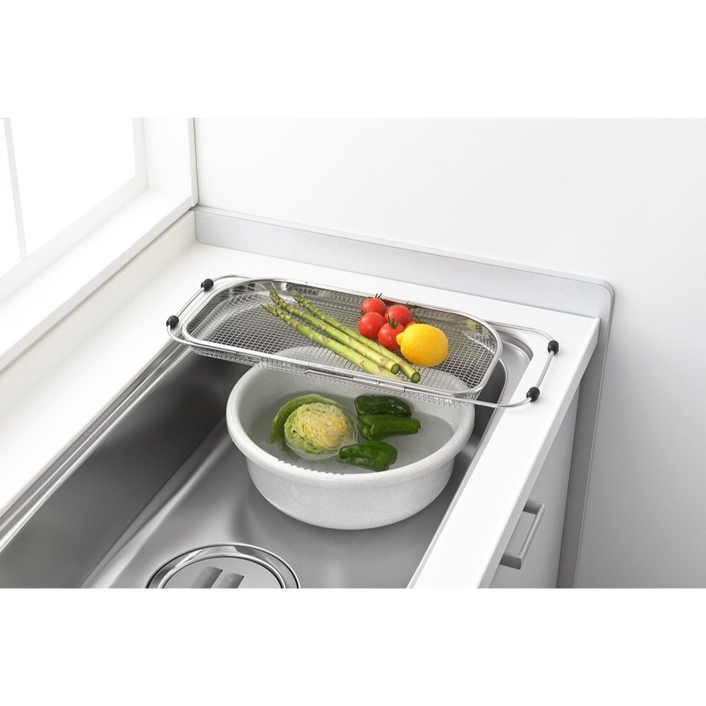 24hr出貨⚡️日本製 伸縮式瀝水籃 不銹鋼瀝水籃 水槽瀝水架 蔬果碗碟收納籃 洗菜籃 瀝水籃 碗盤瀝乾架-細節圖3