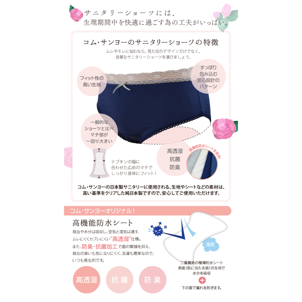24hr出貨⚡️日本製 sanitary 抗菌防臭 高透氣 內褲 生理褲 棉質內褲 三角褲 少女內褲 經期內褲 女生內褲-細節圖9