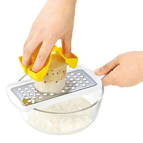 24hr出貨⚡️日本製 磨泥安全夾 磨蒜 磨薑 刨片 紅蘿蔔切片 護手輔助器 刨切固定器 可抓握 護手切片器 下村-細節圖3