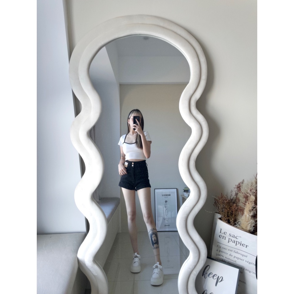 桃心領撞邊坑條胸墊T-細節圖4